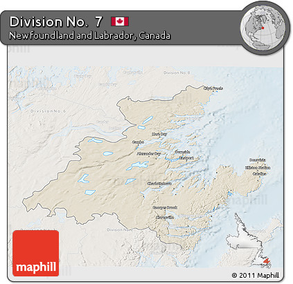 Shaded Relief 3D Map of Division No.  7, lighten