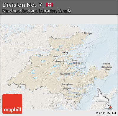 Shaded Relief 3D Map of Division No.  7, lighten