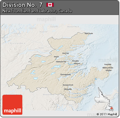 Shaded Relief 3D Map of Division No.  7, lighten