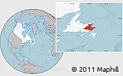 Gray Location Map of Division No.  7, highlighted country, hill shading