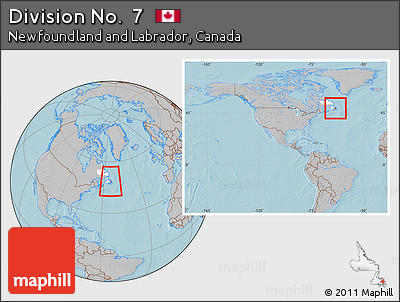 Gray Location Map of Division No.  7, highlighted parent region, within the entire country, hill shading