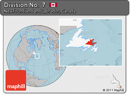 Gray Location Map of Division No.  7, highlighted parent region, hill shading