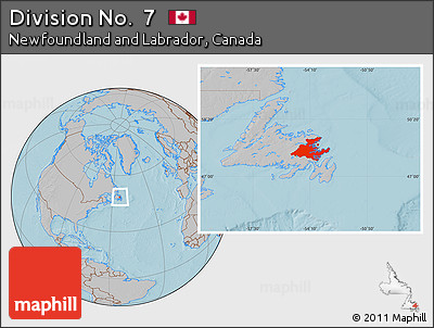 Gray Location Map of Division No.  7, hill shading