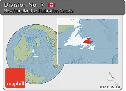 Savanna Style Location Map of Division No.  7, highlighted parent region, hill shading