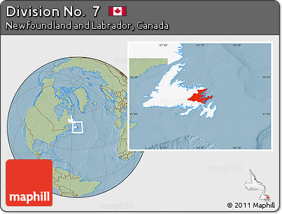 Savanna Style Location Map of Division No.  7, highlighted parent region, hill shading