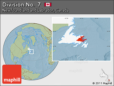 Savanna Style Location Map of Division No.  7, highlighted parent region, hill shading