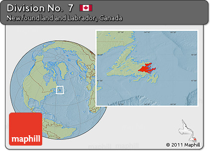 Savanna Style Location Map of Division No.  7, hill shading