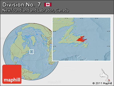 Savanna Style Location Map of Division No.  7, hill shading