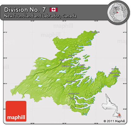 Physical Map of Division No.  7, cropped outside