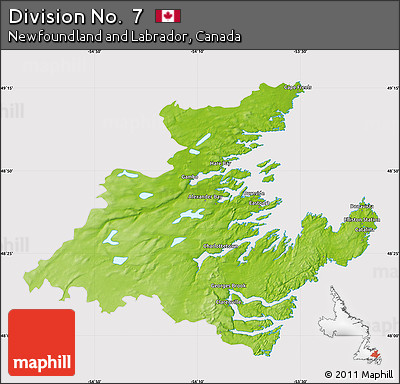 Physical Map of Division No.  7, cropped outside