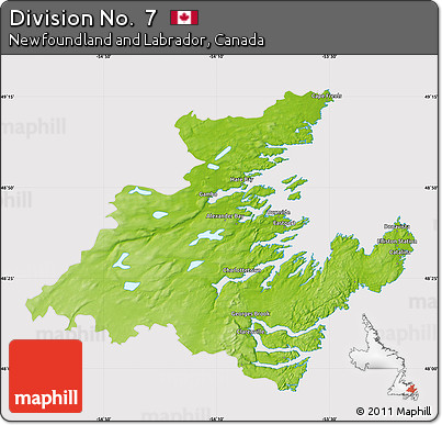 Physical Map of Division No.  7, cropped outside