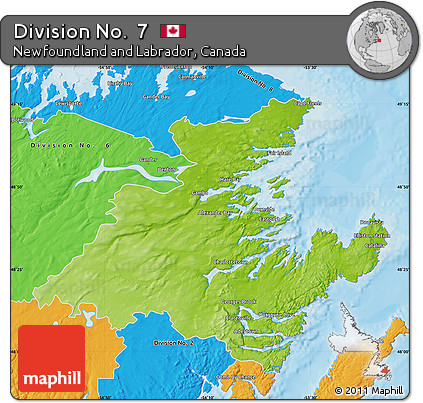 Physical Map of Division No.  7, political outside