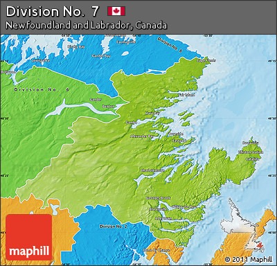 Physical Map of Division No.  7, political outside