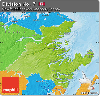 Physical Map of Division No.  7, political outside