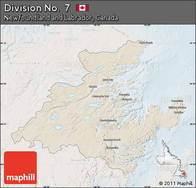 Shaded Relief Map of Division No.  7, lighten