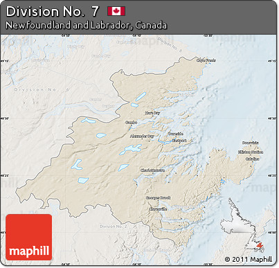 Shaded Relief Map of Division No.  7, lighten