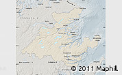 Shaded Relief Map of Division No.  7, semi-desaturated
