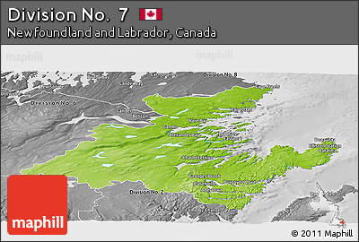 Physical Panoramic Map of Division No.  7, desaturated