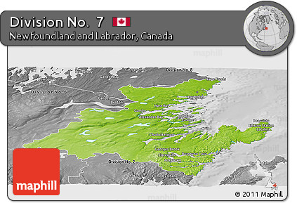 Physical Panoramic Map of Division No.  7, desaturated