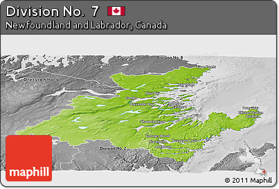 Physical Panoramic Map of Division No.  7, desaturated