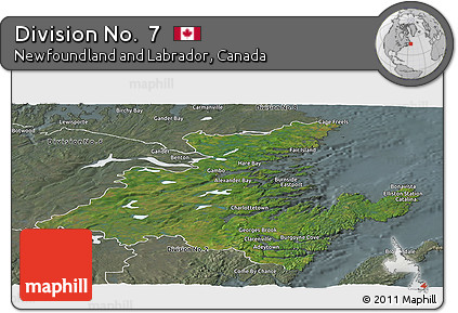 Satellite Panoramic Map of Division No.  7, semi-desaturated