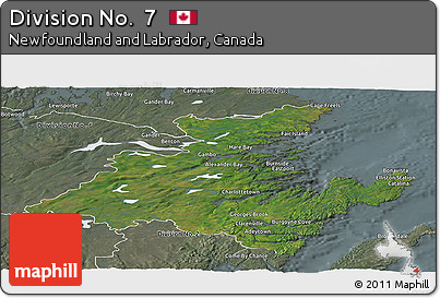 Satellite Panoramic Map of Division No.  7, semi-desaturated