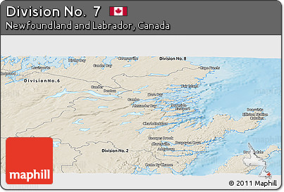 Shaded Relief Panoramic Map of Division No.  7