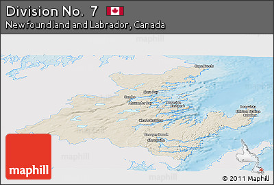 Shaded Relief Panoramic Map of Division No.  7, single color outside