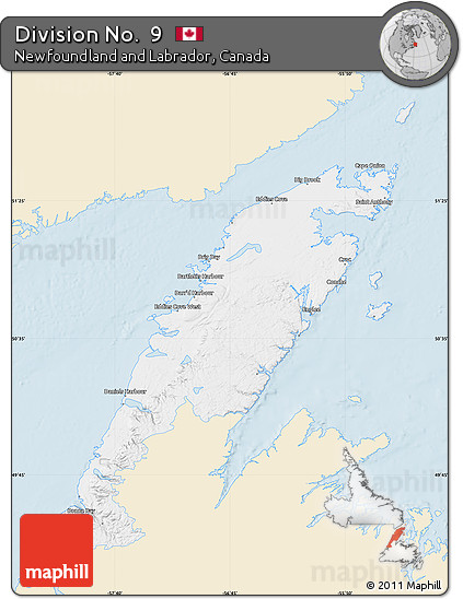 Classic Style Map of Division No.  9, single color outside
