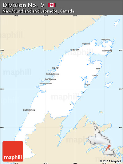 Classic Style Simple Map of Division No.  9, single color outside