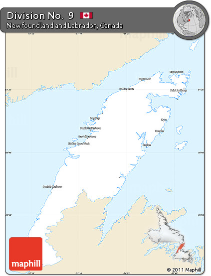 Classic Style Simple Map of Division No.  9, single color outside