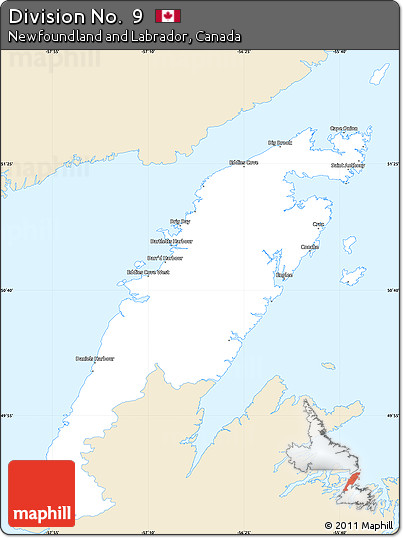 Classic Style Simple Map of Division No.  9, single color outside
