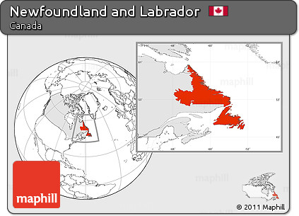 Blank Location Map of Newfoundland and Labrador, highlighted country