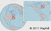 Gray Location Map of Newfoundland and Labrador, within the entire country, hill shading