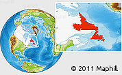 Physical Location Map of Newfoundland and Labrador, highlighted country