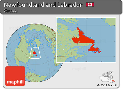 Savanna Style Location Map of Newfoundland and Labrador