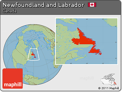 Savanna Style Location Map of Newfoundland and Labrador