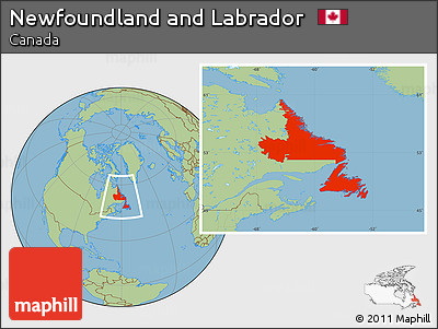 Savanna Style Location Map of Newfoundland and Labrador