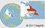 Savanna Style Location Map of Newfoundland and Labrador, highlighted country