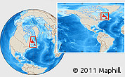 Shaded Relief Location Map of Newfoundland and Labrador, within the entire country