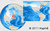 Shaded Relief Location Map of Newfoundland and Labrador, highlighted country, within the entire country