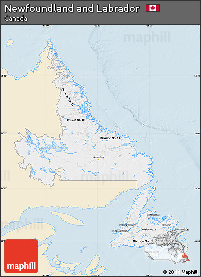 Classic Style Map of Newfoundland and Labrador, single color outside