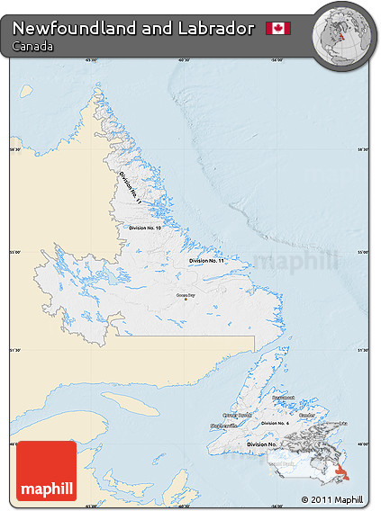 Classic Style Map of Newfoundland and Labrador, single color outside