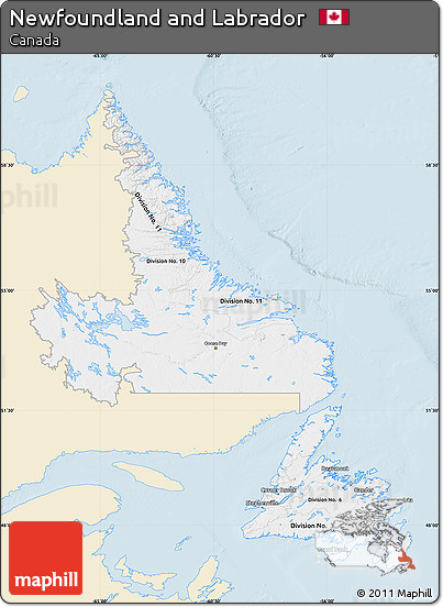Classic Style Map of Newfoundland and Labrador, single color outside