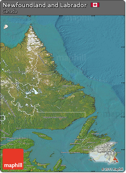 Satellite Map of Newfoundland and Labrador