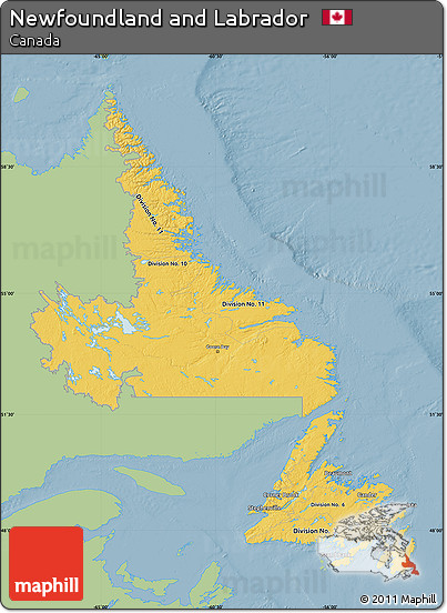 Savanna Style Map of Newfoundland and Labrador, single color outside