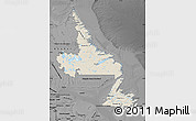 Shaded Relief Map of Newfoundland and Labrador, darken, desaturated