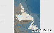 Shaded Relief Map of Newfoundland and Labrador, darken