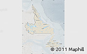 Shaded Relief Map of Newfoundland and Labrador, lighten, semi-desaturated