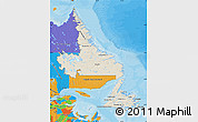 Shaded Relief Map of Newfoundland and Labrador, political outside